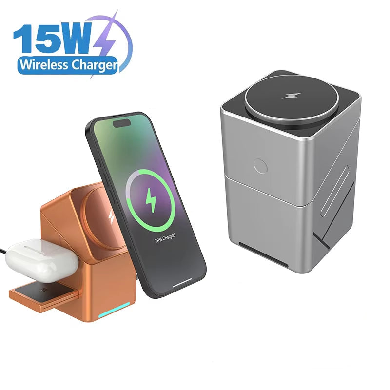 Station de charge rapide sans fil Qi2 portable 25 W et station de charge magnétique pliable 3 en 1 de 30 W (modèle 2026)