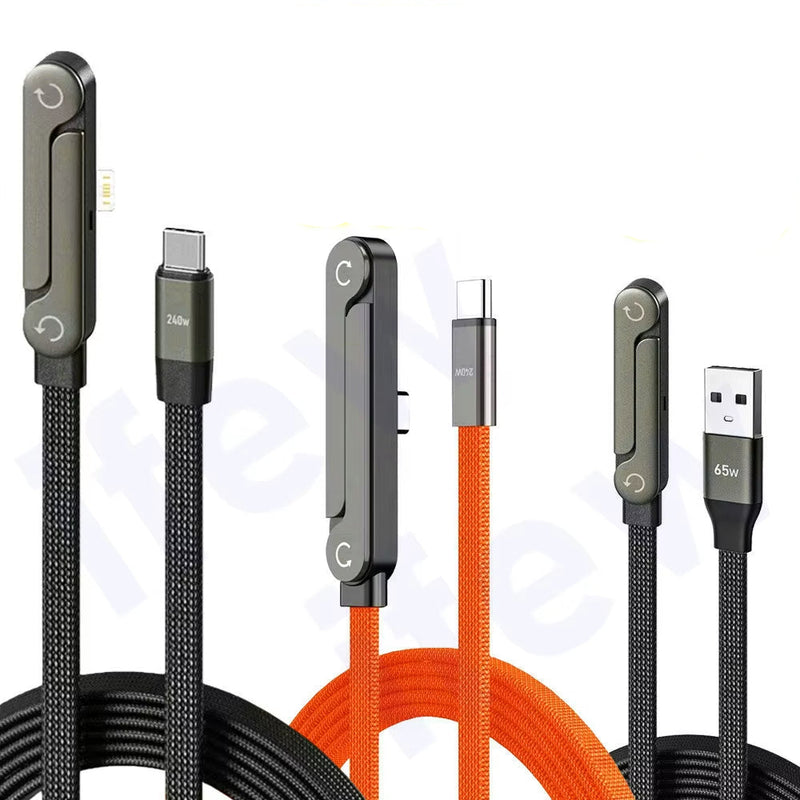 USB Type C Flat Charger Charging Cable C Kick Cable Stand with Invisible Support Foldable Phone Holder 240W Charge Wire Bracket