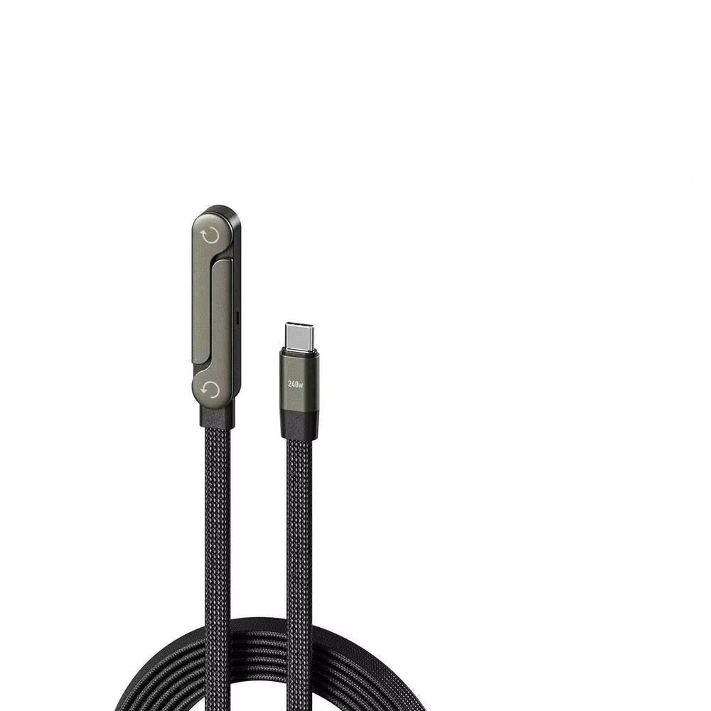 USB Type C Flat Charger Charging Cable C Kick Cable Stand with Invisible Support Foldable Phone Holder 240W Charge Wire Bracket
