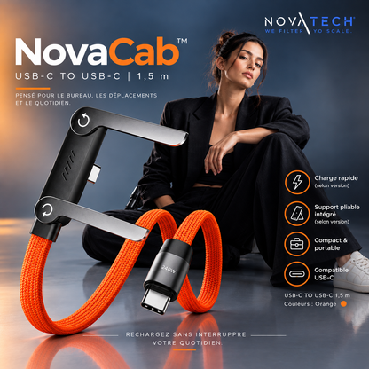 NovaCab™ - Câble de Charge Tressé avec Support Téléphone Intégré