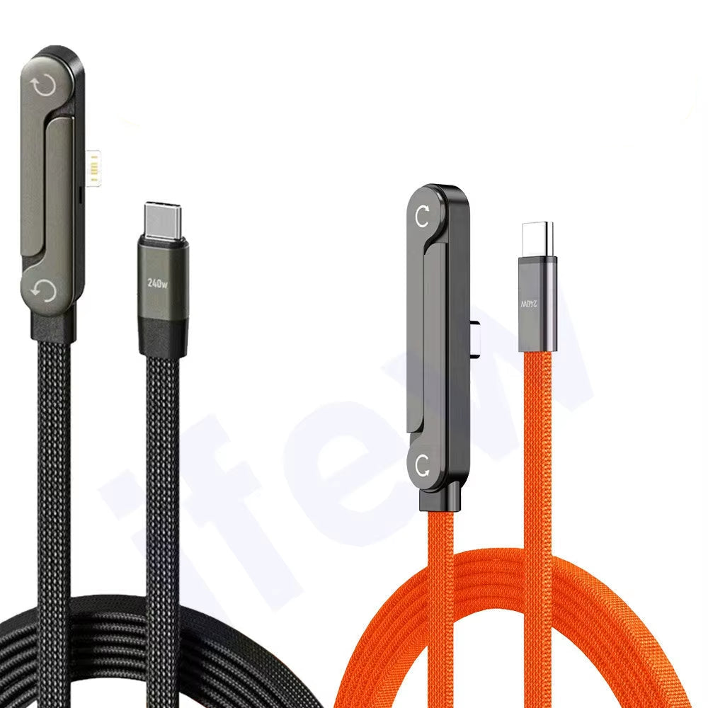 USB Type C Flat Charger Charging Cable C Kick Cable Stand with Invisible Support Foldable Phone Holder 240W Charge Wire Bracket